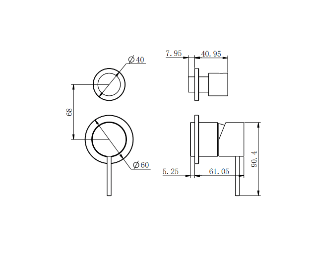 NERO MECCA SHOWER MIXER WITH DIVERTOR SEPARATE BACK PLATE TRIM KITS ONLY MATTE BLACK - Ideal Bathroom CentreNR221911stMB