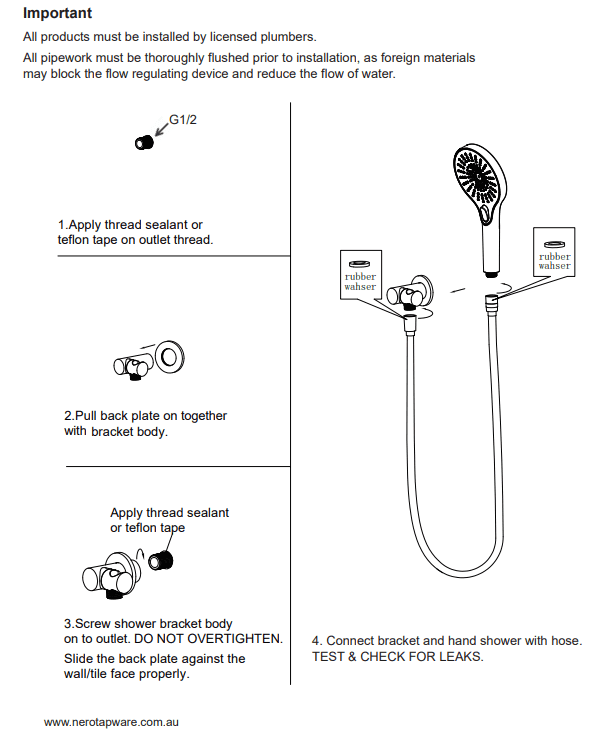 NERO MECCA SHOWER ON BRACKET BRUSHED BRONZE - Ideal Bathroom CentreNR221905cBZ