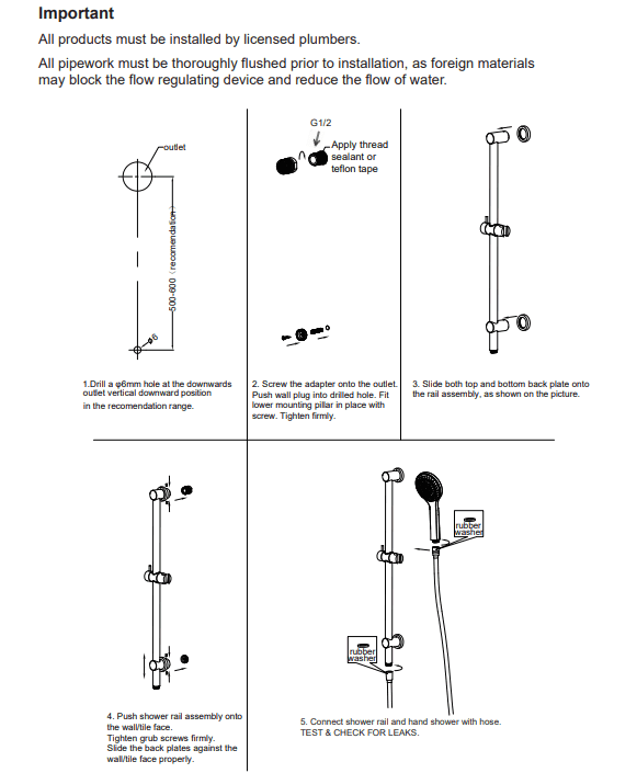 NERO MECCA SHOWER RAIL WITH AIR SHOWER MATTE BLACK - Ideal Bathroom CentreNR221905aMB