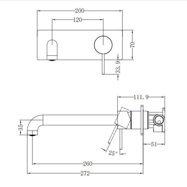 NERO MECCA WALL BASIN/BATH MIXER 260MM TRIM KITS ONLY MATTE WHITE - Ideal Bathroom CentreNR221910A260TMW
