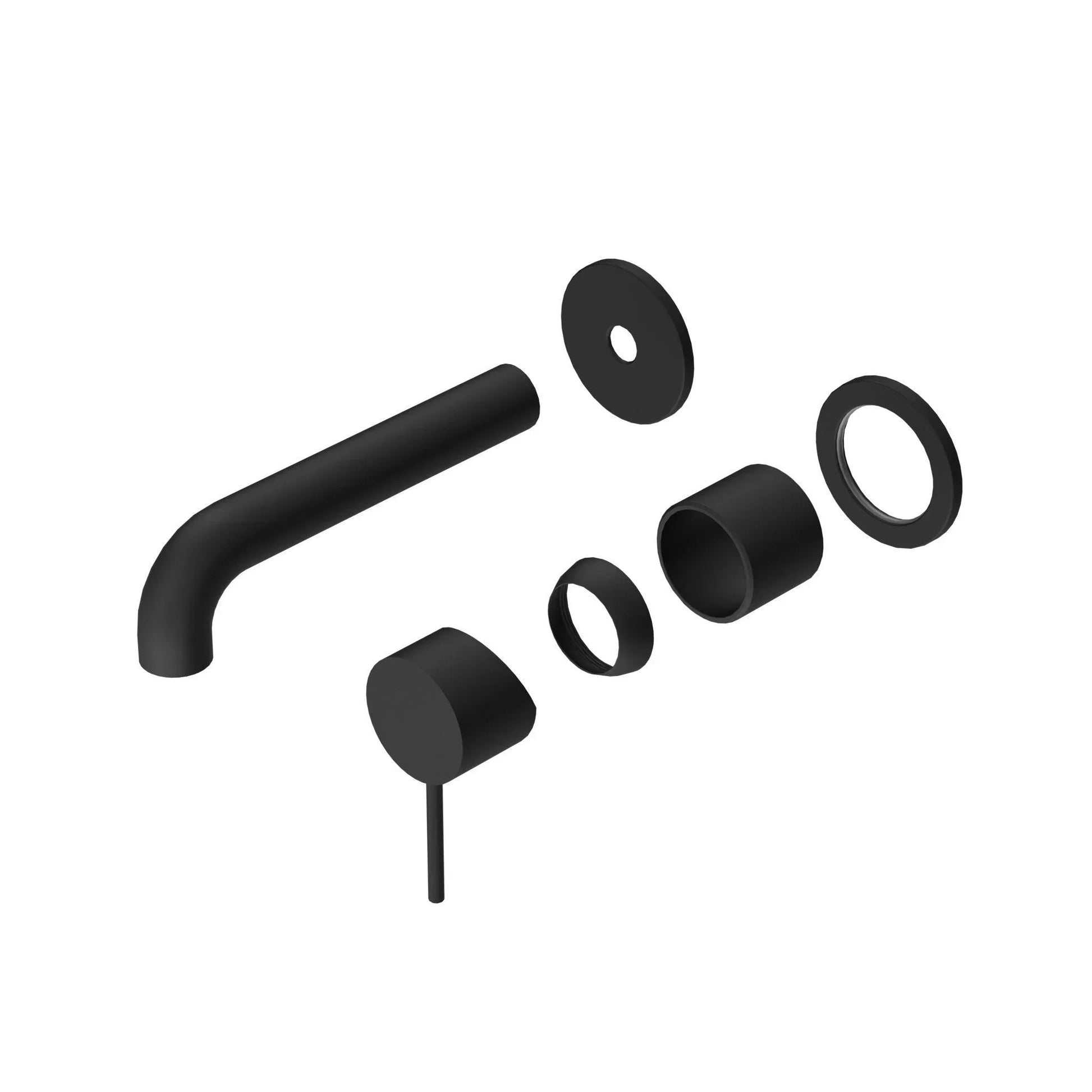 NERO MECCA WALL BASIN/BATH MIXER SEPARATE BACK PLATE 120MM TRIM KITS ONLY MATTE BLACK - Ideal Bathroom CentreNR221910C120TMB