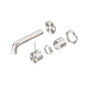 NERO MECCA WALL BASIN/BATH MIXER SEPARATE BACK PLATE HANDLE UP 120MM TRIM KITS ONLY BRUSHED NICKEL - Ideal Bathroom CentreNR221910D120TBN