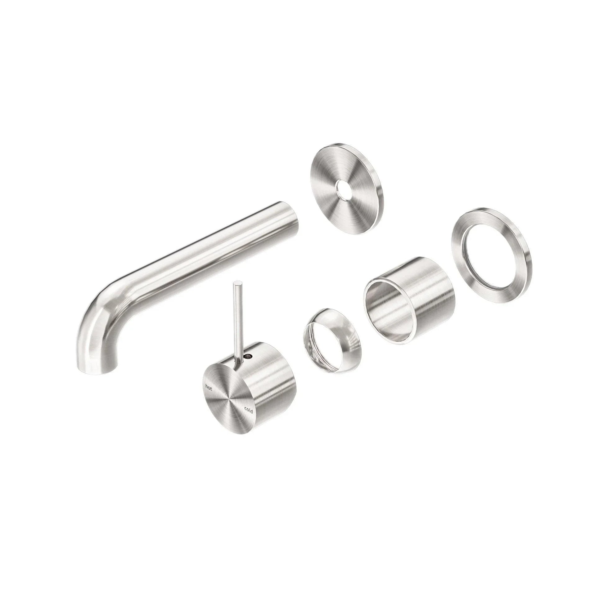 NERO MECCA WALL BASIN/BATH MIXER SEPARATE BACK PLATE HANDLE UP 120MM TRIM KITS ONLY BRUSHED NICKEL - Ideal Bathroom CentreNR221910D120TBN