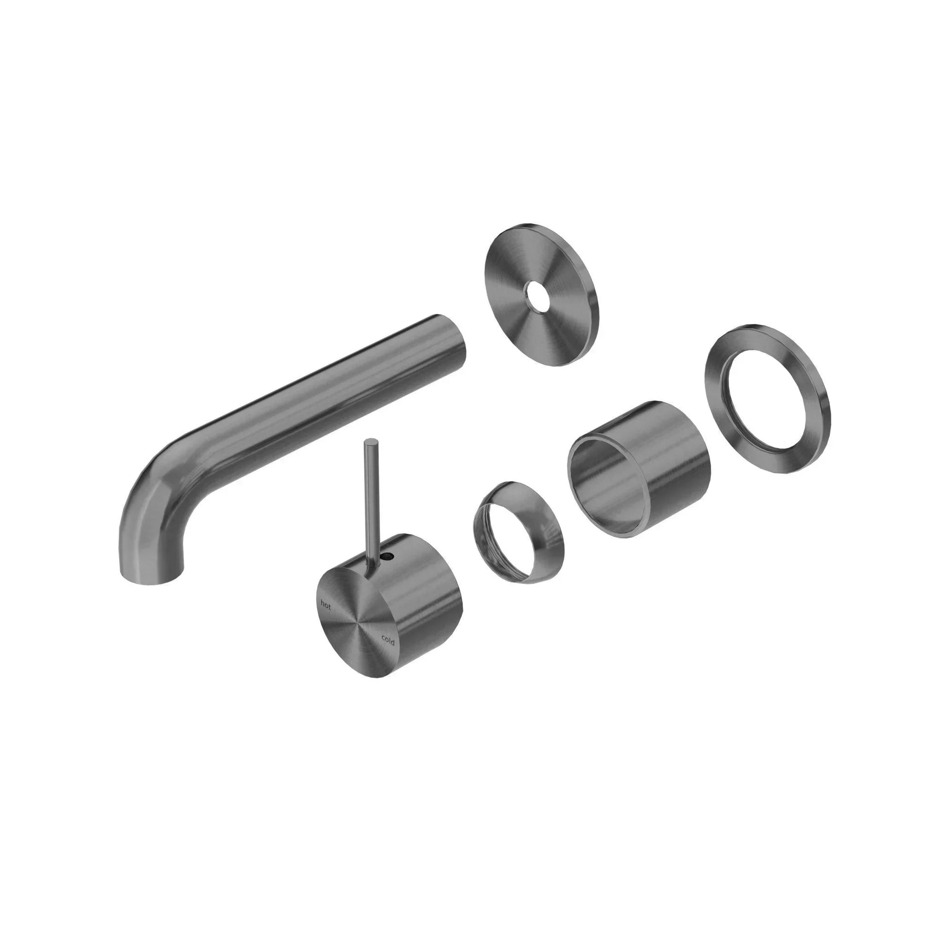 NERO MECCA WALL BASIN/BATH MIXER SEPARATE BACK PLATE HANDLE UP 120MM TRIM KITS ONLY GUN METAL - Ideal Bathroom CentreNR221910D120TGM
