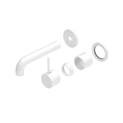 NERO MECCA WALL BASIN/BATH MIXER SEPARATE BACK PLATE HANDLE UP 120MM TRIM KITS ONLY MATTE WHITE - Ideal Bathroom CentreNR221910D120TMW