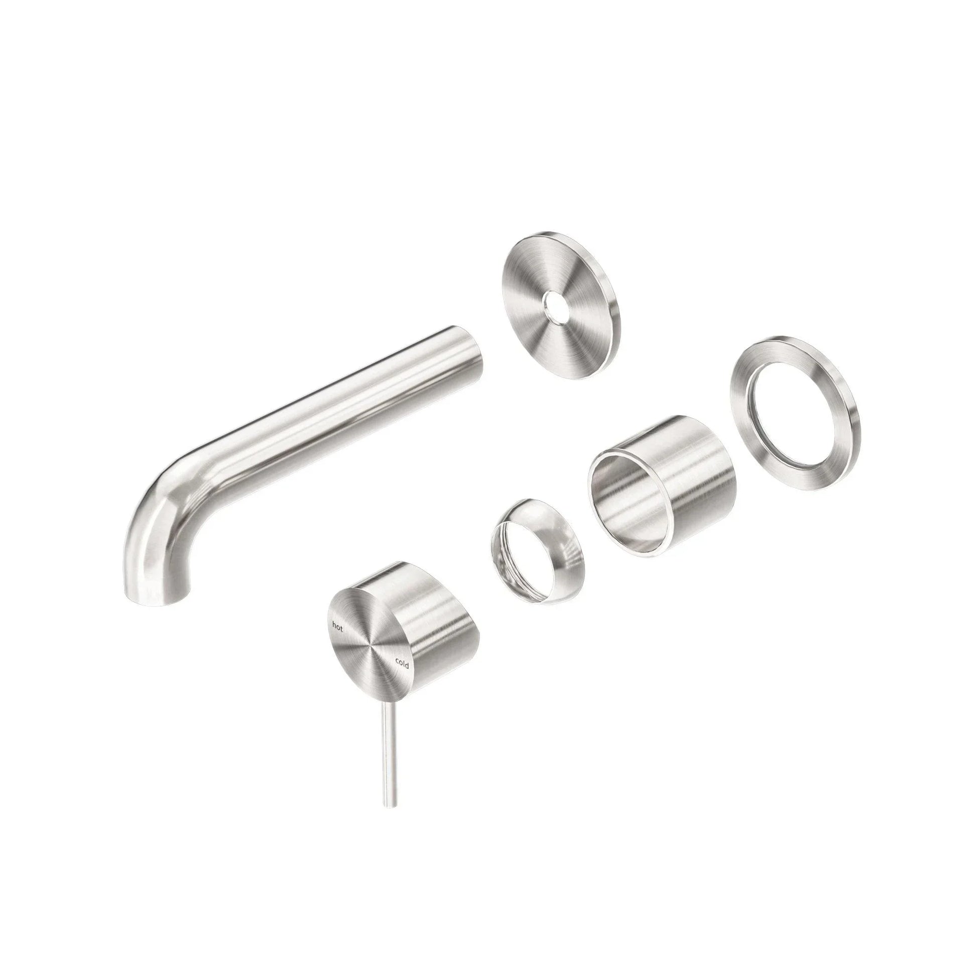 NERO MECCA WALL BASIN/BATH MIXER SEPARETE BACK PLATE 160MM TRIM KITS ONLY BRUSHED NICKEL - Ideal Bathroom CentreNR221910C160TBN