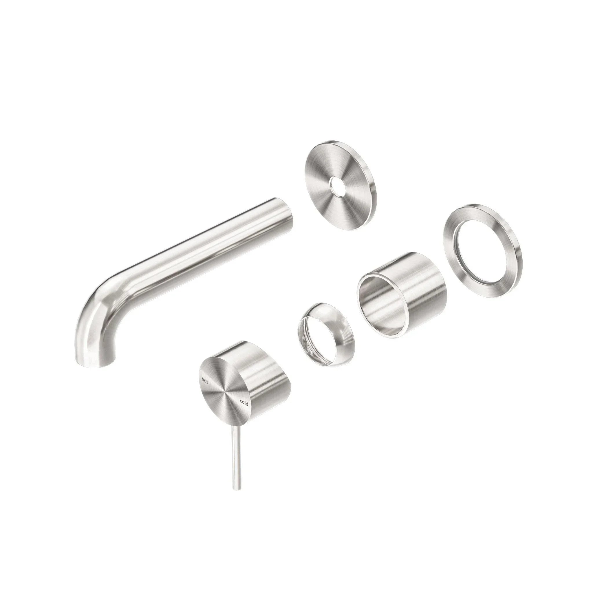 NERO MECCA WALL BASIN/BATH MIXER SEPARETE BACK PLATE 160MM TRIM KITS ONLY BRUSHED NICKEL - Ideal Bathroom CentreNR221910C160TBN