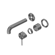 NERO MECCA WALL BASIN/BATH MIXER SEPARETE BACK PLATE 160MM TRIM KITS ONLY GUN METAL - Ideal Bathroom CentreNR221910C160TGM