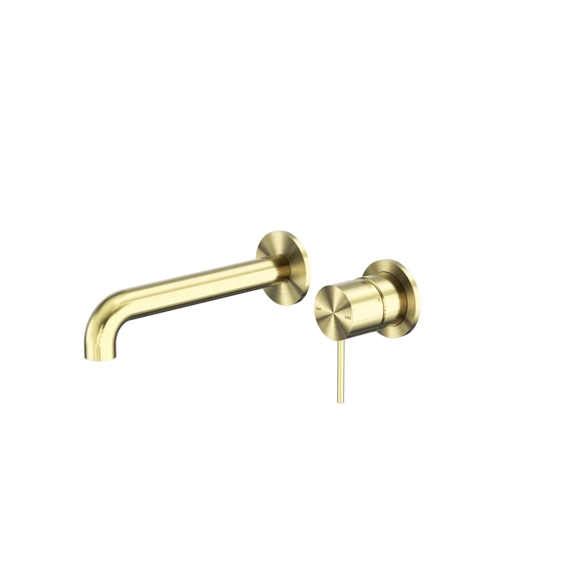 NERO MECCA WALL BASIN/BATH MIXER SEPARETE BACK PLATE 185MM BRUSHED GOLD - Ideal Bathroom CentreNR221910C185BG