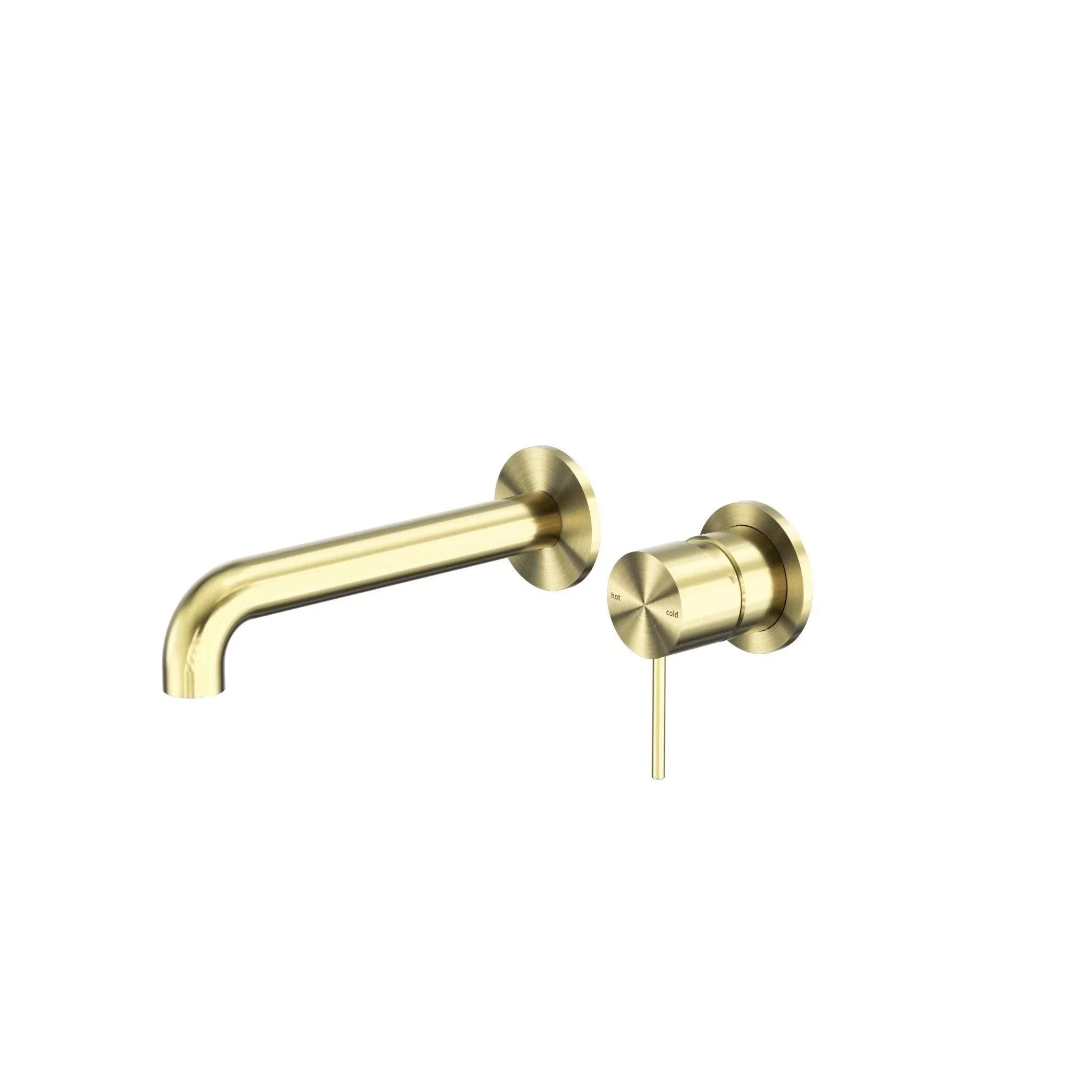NERO MECCA WALL BASIN/BATH MIXER SEPARETE BACK PLATE 185MM BRUSHED GOLD - Ideal Bathroom CentreNR221910C185BG