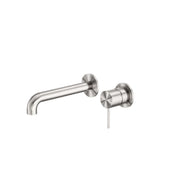 NERO MECCA WALL BASIN/BATH MIXER SEPARETE BACK PLATE 185MM BRUSHED NICKEL - Ideal Bathroom CentreNR221910C185BN