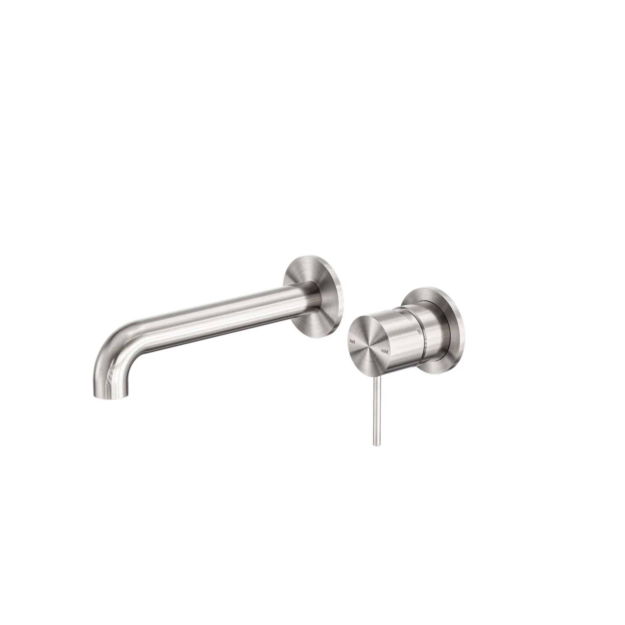 NERO MECCA WALL BASIN/BATH MIXER SEPARETE BACK PLATE 185MM BRUSHED NICKEL - Ideal Bathroom CentreNR221910C185BN