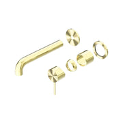 NERO MECCA WALL BASIN/BATH MIXER SEPARETE BACK PLATE 185MM TRIM KITS ONLY BRUSHED GOLD - Ideal Bathroom CentreNR221910C185TBG