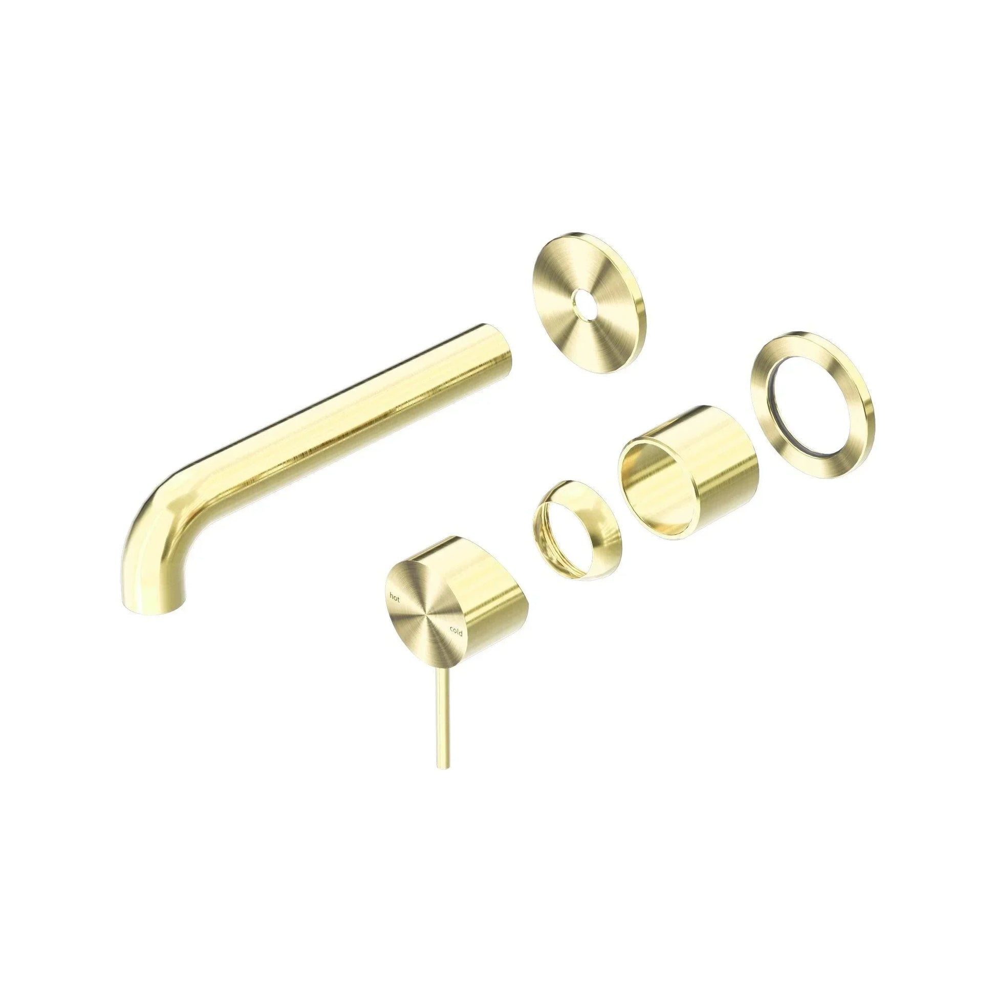 NERO MECCA WALL BASIN/BATH MIXER SEPARETE BACK PLATE 185MM TRIM KITS ONLY BRUSHED GOLD - Ideal Bathroom CentreNR221910C185TBG
