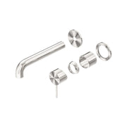 NERO MECCA WALL BASIN/BATH MIXER SEPARETE BACK PLATE 185MM TRIM KITS ONLY BRUSHED NICKEL - Ideal Bathroom CentreNR221910C185TBN