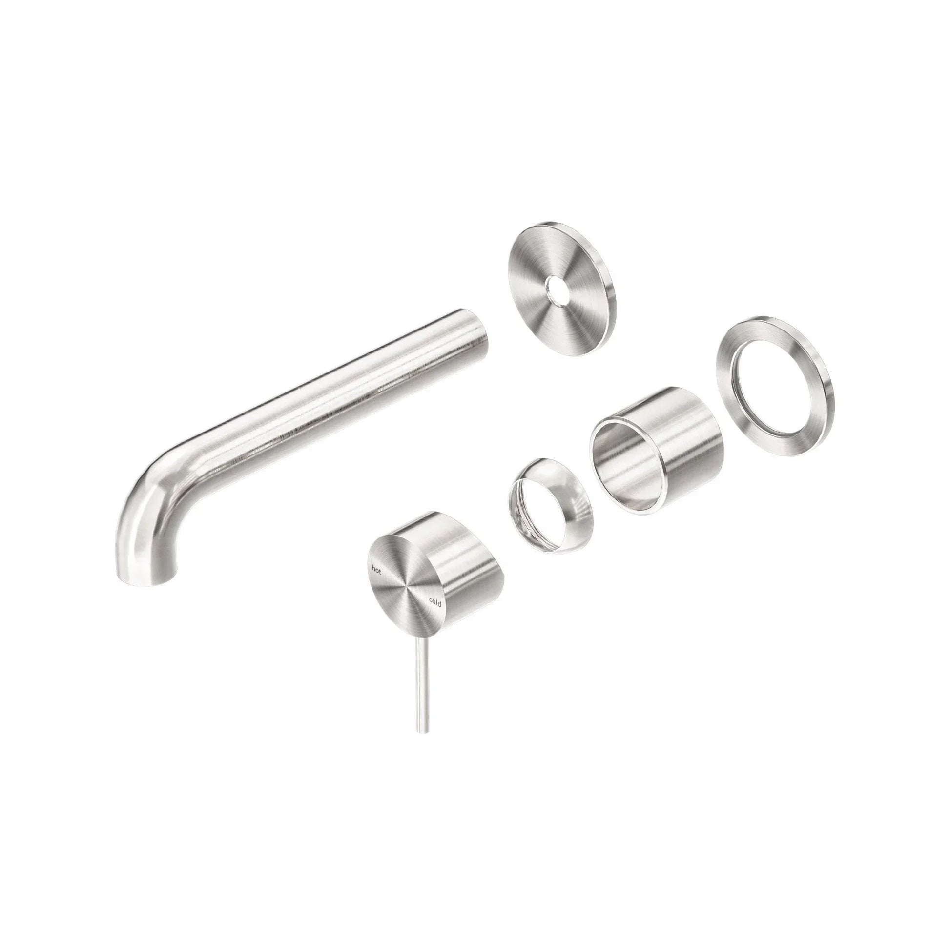 NERO MECCA WALL BASIN/BATH MIXER SEPARETE BACK PLATE 185MM TRIM KITS ONLY BRUSHED NICKEL - Ideal Bathroom CentreNR221910C185TBN
