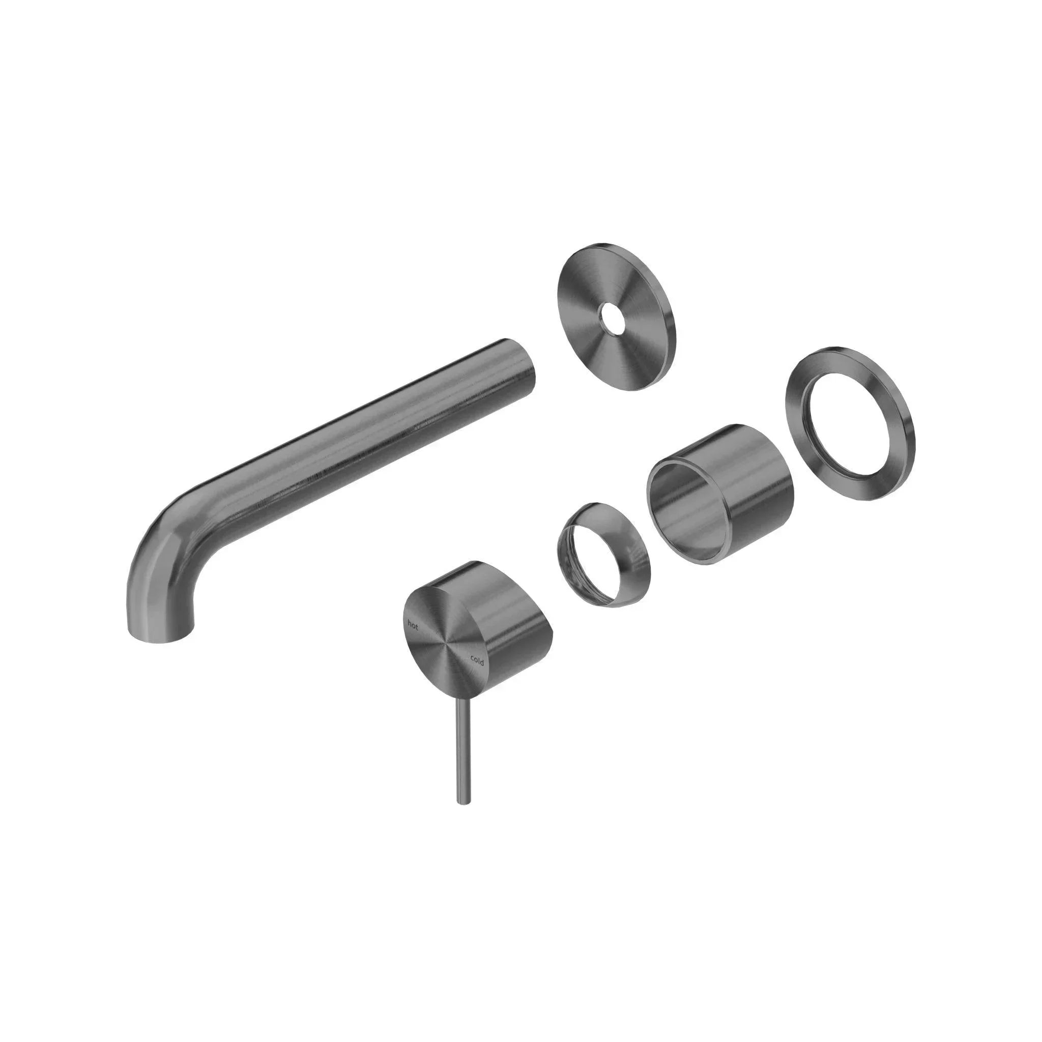 NERO MECCA WALL BASIN/BATH MIXER SEPARETE BACK PLATE 185MM TRIM KITS ONLY GUN METAL - Ideal Bathroom CentreNR221910C185TGM