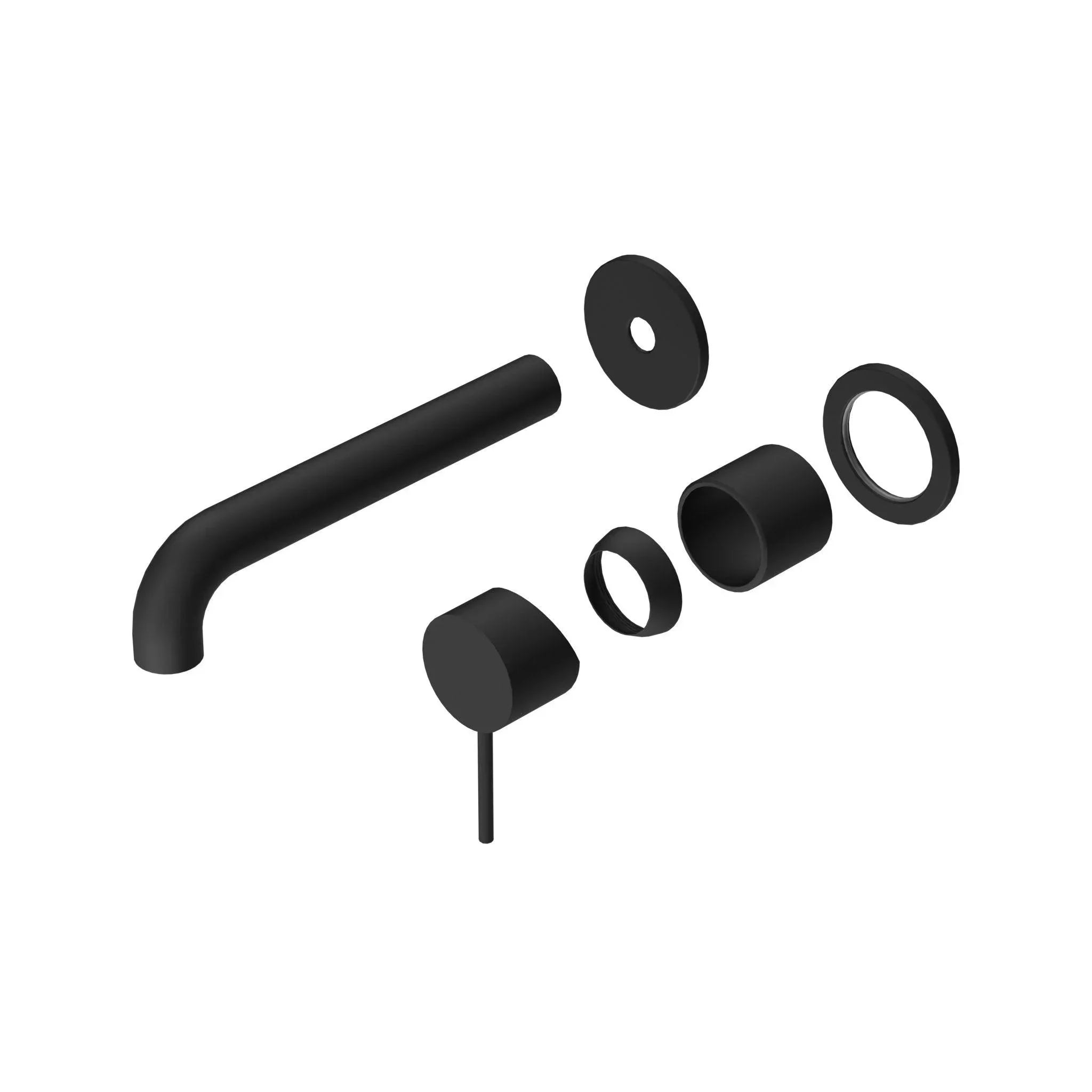 NERO MECCA WALL BASIN/BATH MIXER SEPARETE BACK PLATE 185MM TRIM KITS ONLY MATTE BLACK - Ideal Bathroom CentreNR221910C185TMB