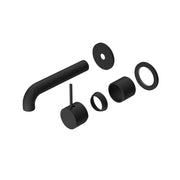 NERO MECCA WALL BASIN/BATH MIXER SEPARETE BACK PLATE HANDLE UP 160MM TRIM KITS ONLY MATTE BLACK - Ideal Bathroom CentreNR221910D160TMB
