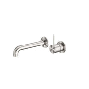NERO MECCA WALL BASIN/BATH MIXER SEPARETE BACK PLATE HANDLE UP 185MM BRUSHED NICKEL - Ideal Bathroom CentreNR221910D185BN