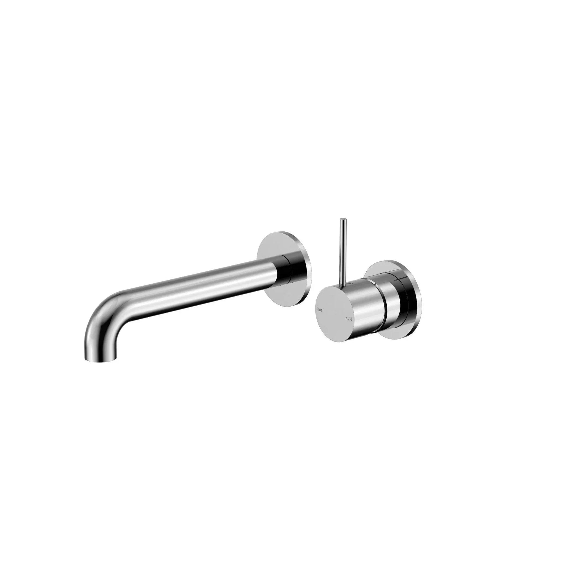 NERO MECCA WALL BASIN/BATH MIXER SEPARETE BACK PLATE HANDLE UP 185MM CHROME - Ideal Bathroom CentreNR221910D185CH