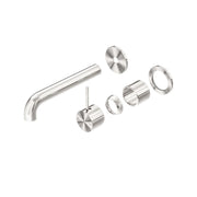 NERO MECCA WALL BASIN/BATH MIXER SEPARETE BACK PLATE HANDLE UP 185MM TRIM KITS ONLY BRUSHED NICKEL - Ideal Bathroom CentreNR221910D185TBN