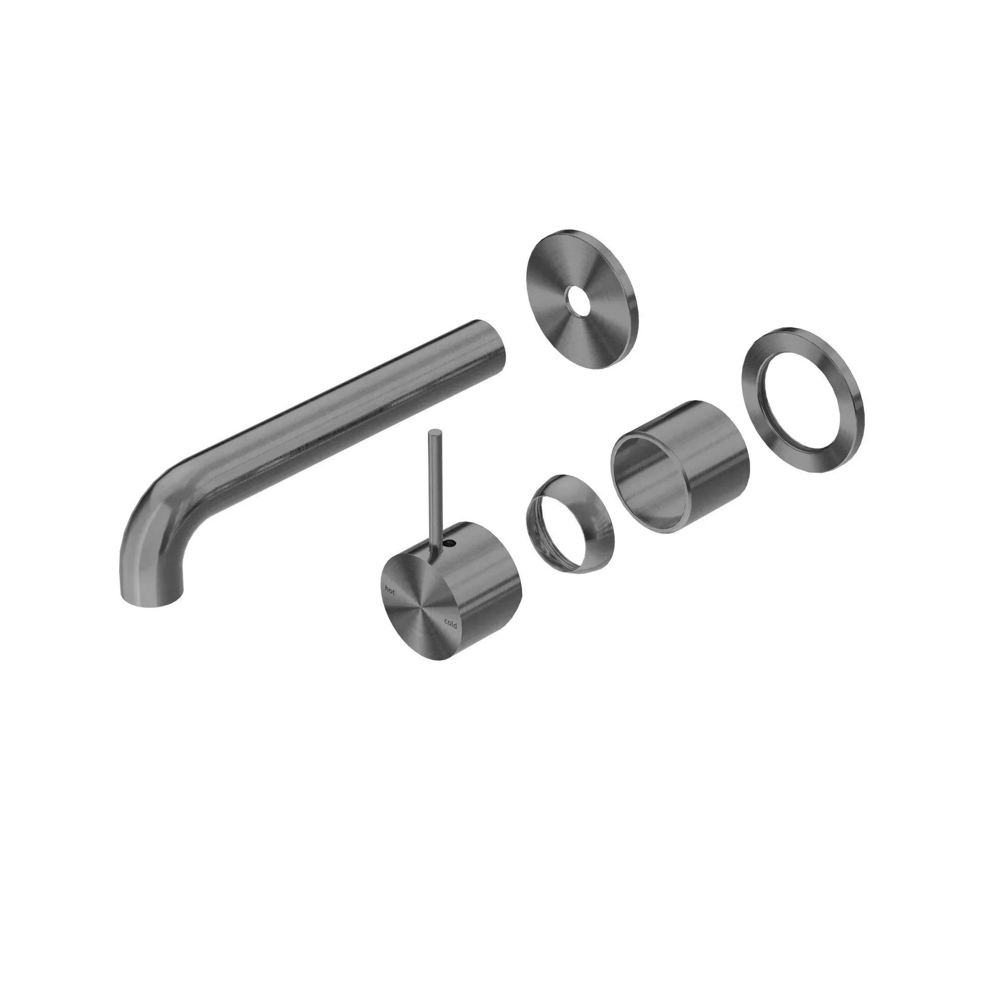 NERO MECCA WALL BASIN/BATH MIXER SEPARETE BACK PLATE HANDLE UP 185MM TRIM KITS ONLY GUN METAL - Ideal Bathroom CentreNR221910D185TGM