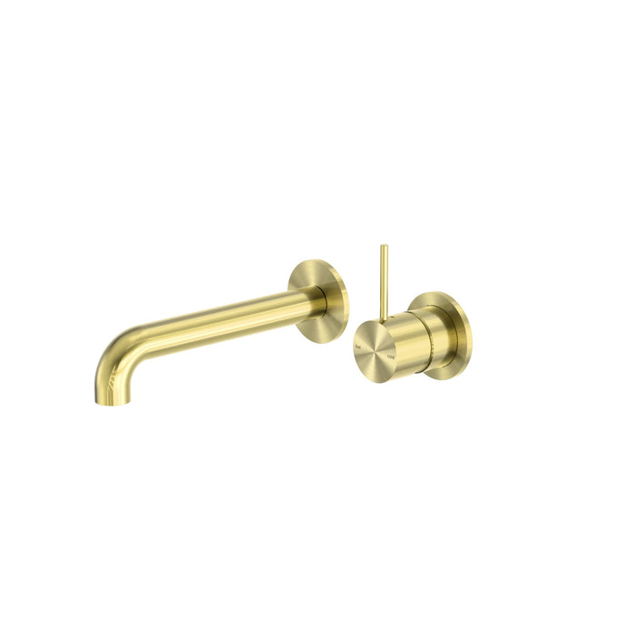 NERO MECCA WALL BASIN/BATH MIXER SEPARETE BACK PLATE HANDLE UP 230MM BRUSHED GOLD - Ideal Bathroom CentreNR221910D230BG