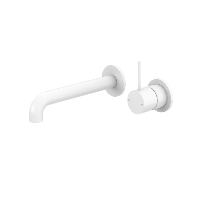 NERO MECCA WALL BASIN/BATH MIXER SEPARETE BACK PLATE HANDLE UP 230MM MATTE WHITE - Ideal Bathroom CentreNR221910D230MW