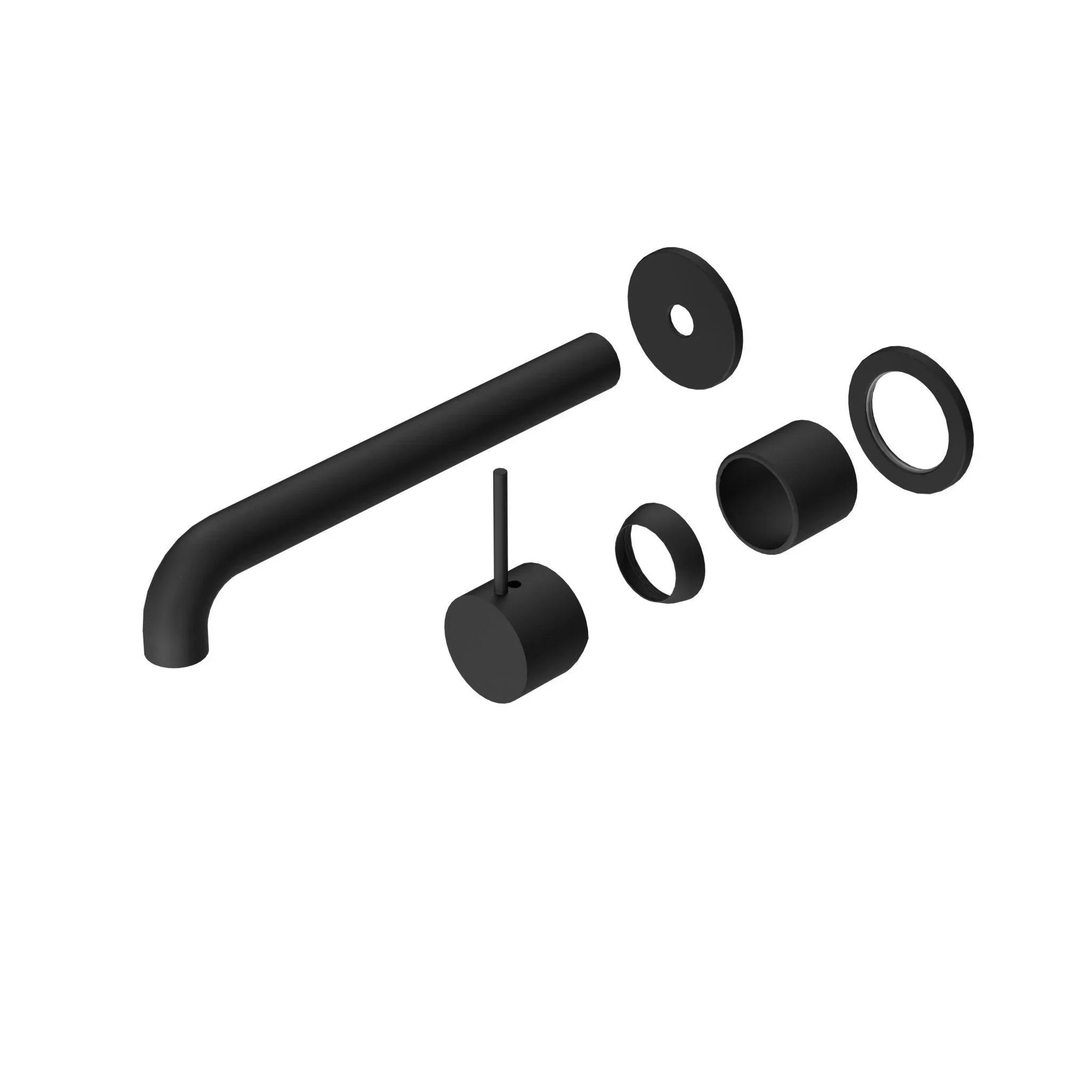 NERO MECCA WALL BASIN/BATH MIXER SEPARETE BACK PLATE HANDLE UP 230MM TRIM KITS ONLY MATTE BLACK - Ideal Bathroom CentreNR221910D230TMB