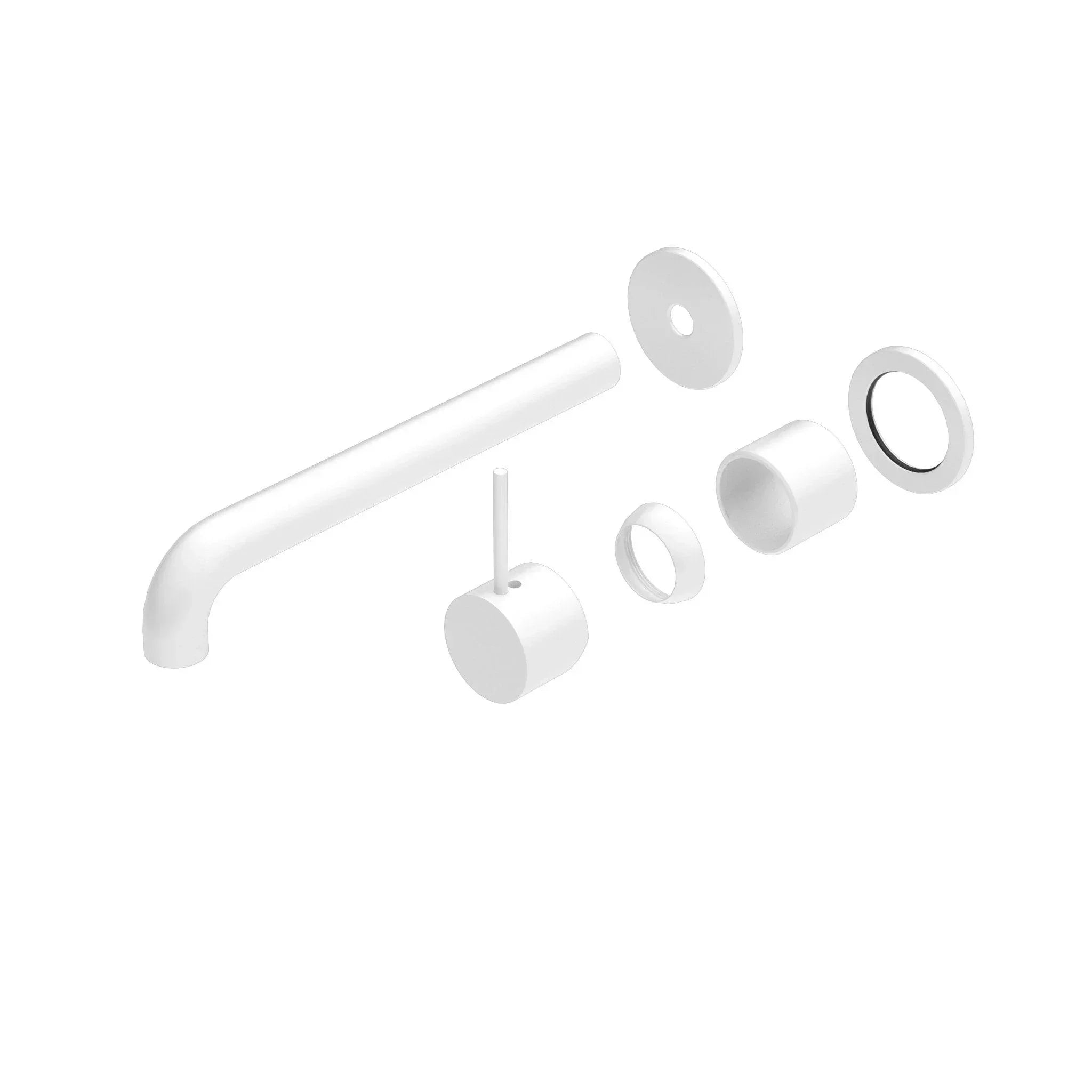 NERO MECCA WALL BASIN/BATH MIXER SEPARETE BACK PLATE HANDLE UP 230MM TRIM KITS ONLY MATTE WHITE - Ideal Bathroom CentreNR221910D230TMW