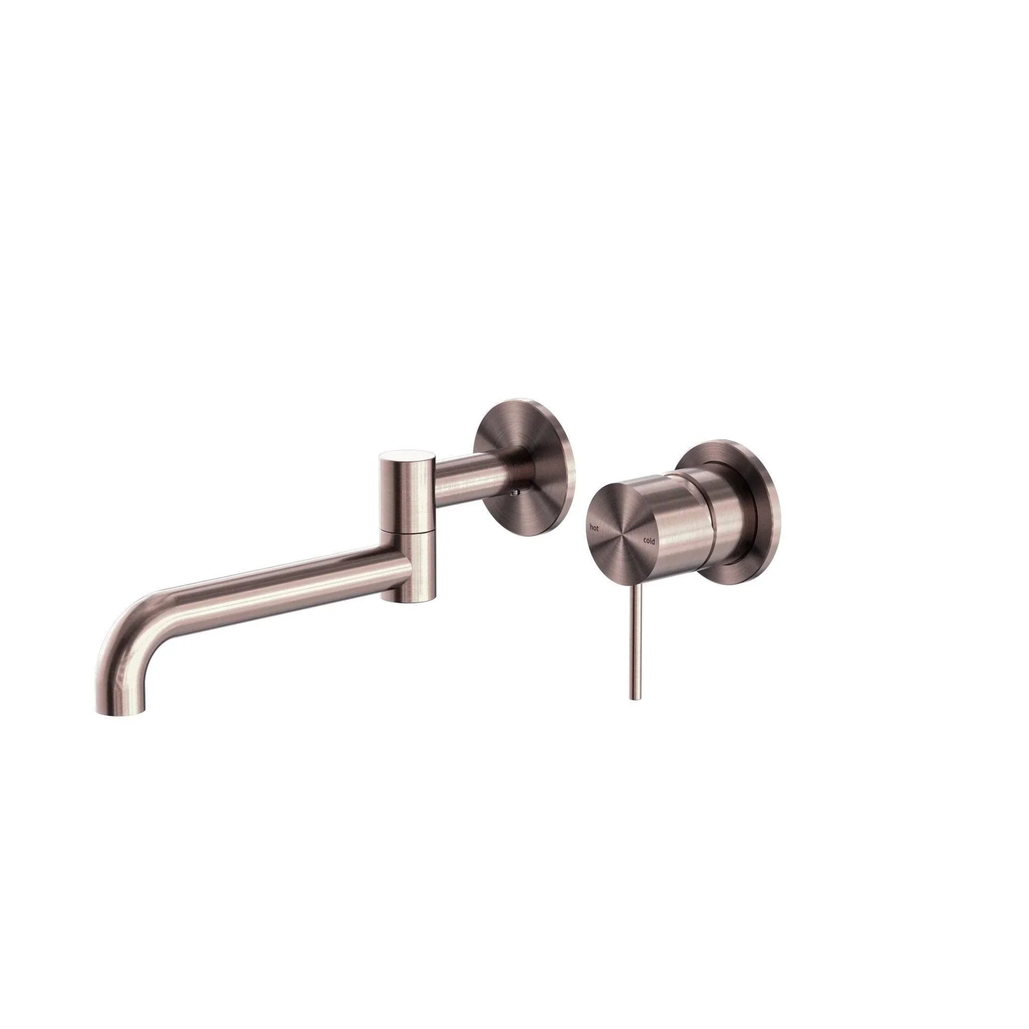 NERO MECCA WALL BASIN/BATH MIXER SWIVEL SPOUT 225MM BRUSHED BRONZE - Ideal Bathroom CentreNR221910RBZ
