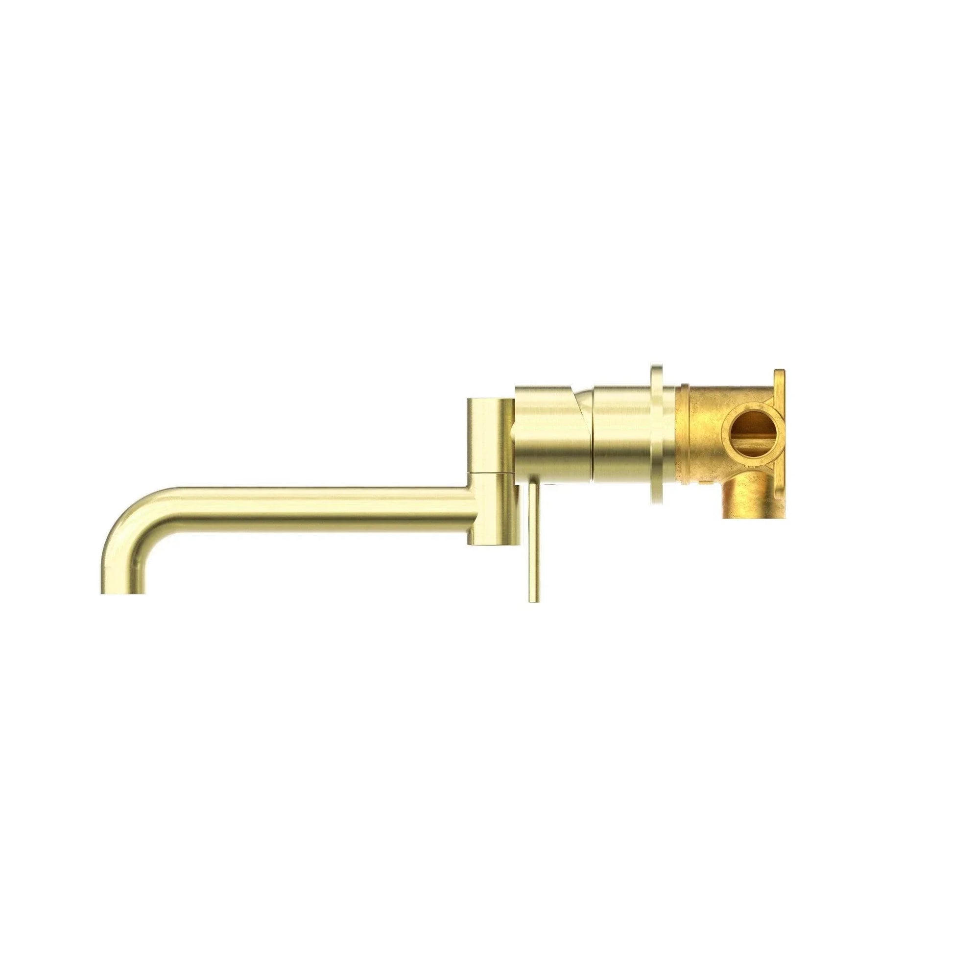 NERO MECCA WALL BASIN/BATH MIXER SWIVEL SPOUT 225MM BRUSHED GOLD - Ideal Bathroom CentreNR221910RBG