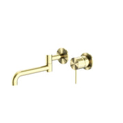 NERO MECCA WALL BASIN/BATH MIXER SWIVEL SPOUT 225MM BRUSHED GOLD - Ideal Bathroom CentreNR221910RBG