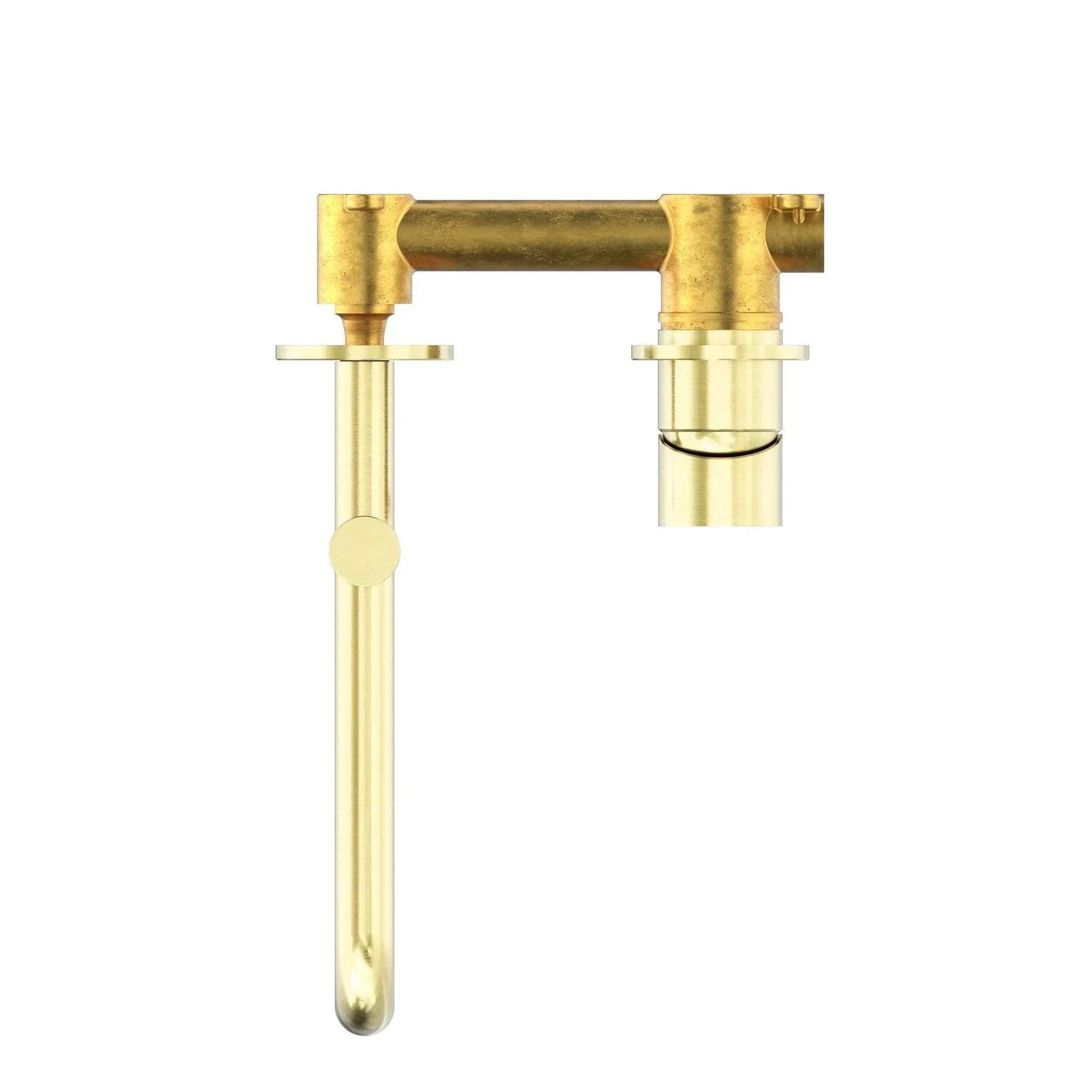 NERO MECCA WALL BASIN/BATH MIXER SWIVEL SPOUT 225MM BRUSHED GOLD - Ideal Bathroom CentreNR221910RBG