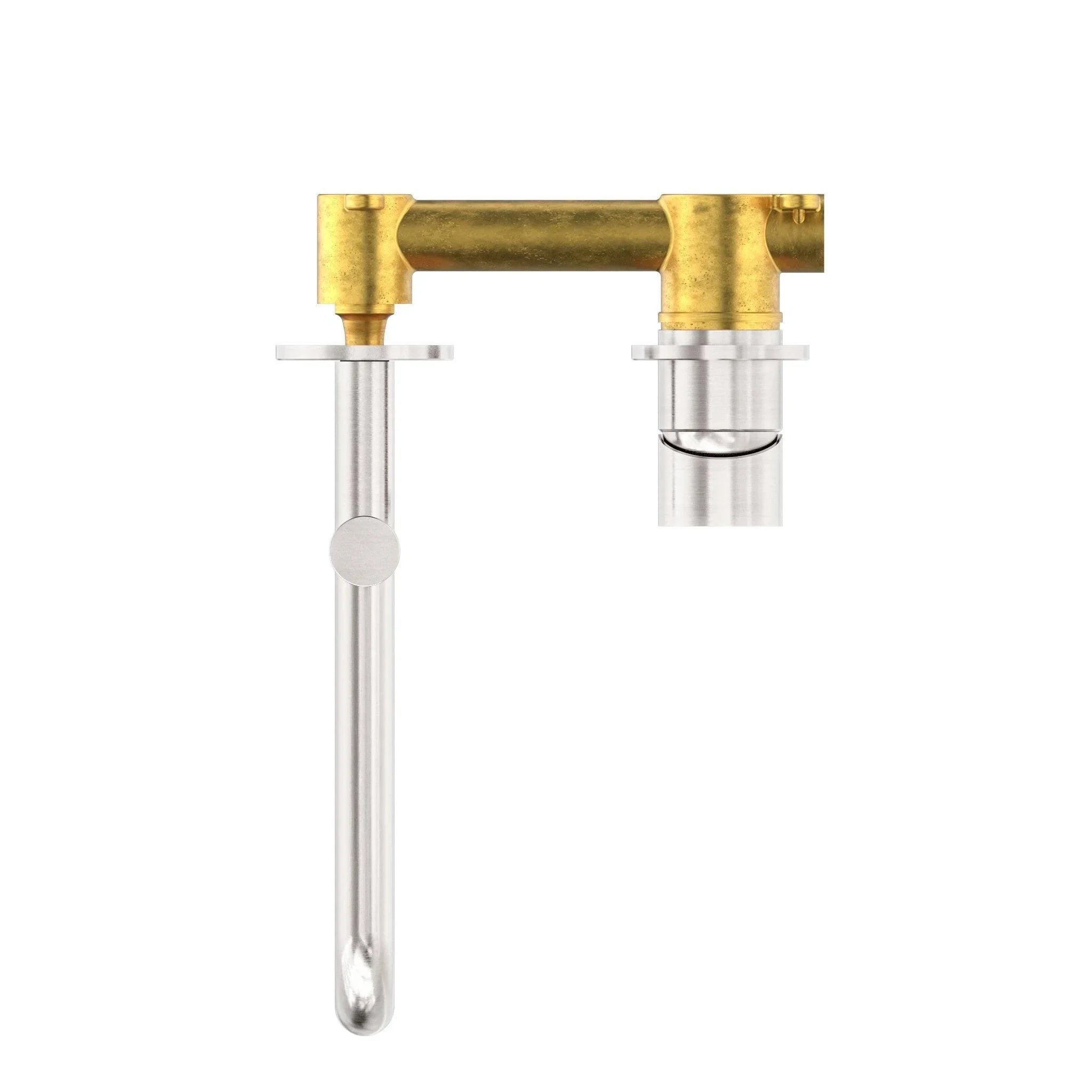 NERO MECCA WALL BASIN/BATH MIXER SWIVEL SPOUT 225MM BRUSHED NICKEL - Ideal Bathroom CentreNR221910RBN
