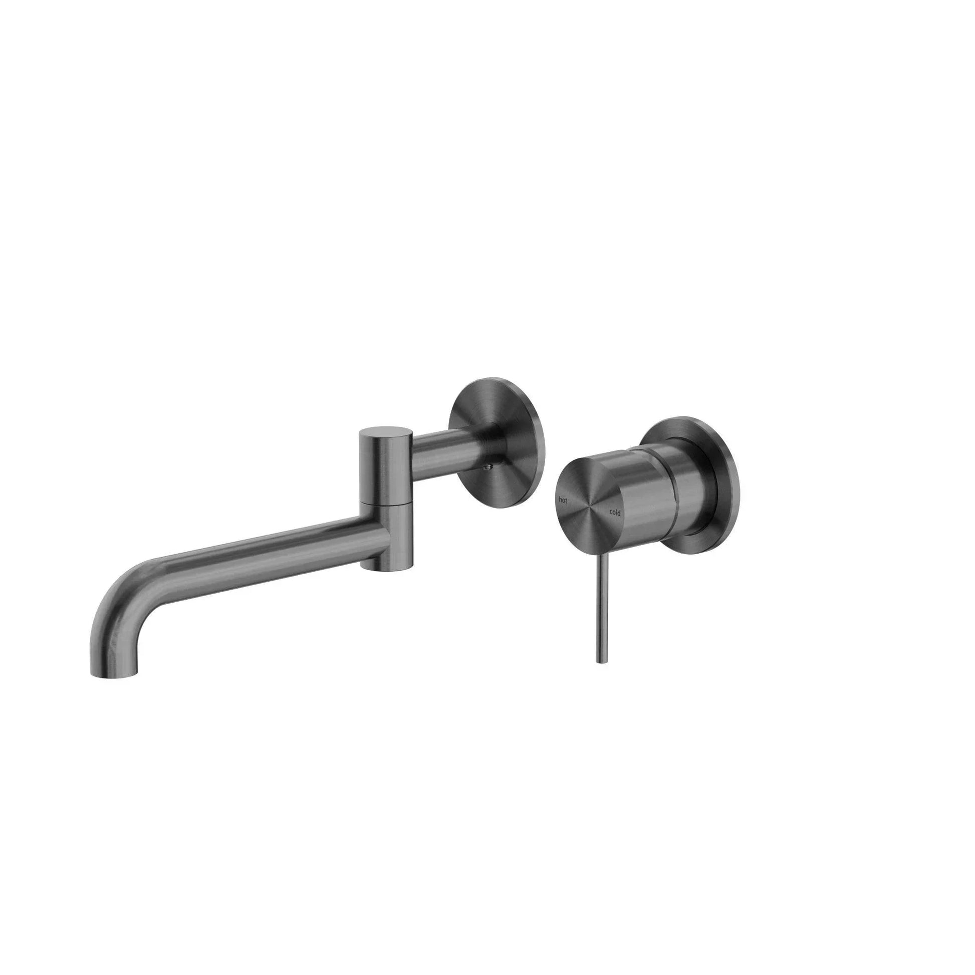 NERO MECCA WALL BASIN/BATH MIXER SWIVEL SPOUT 225MM GUN METAL - Ideal Bathroom CentreNR221910RGM