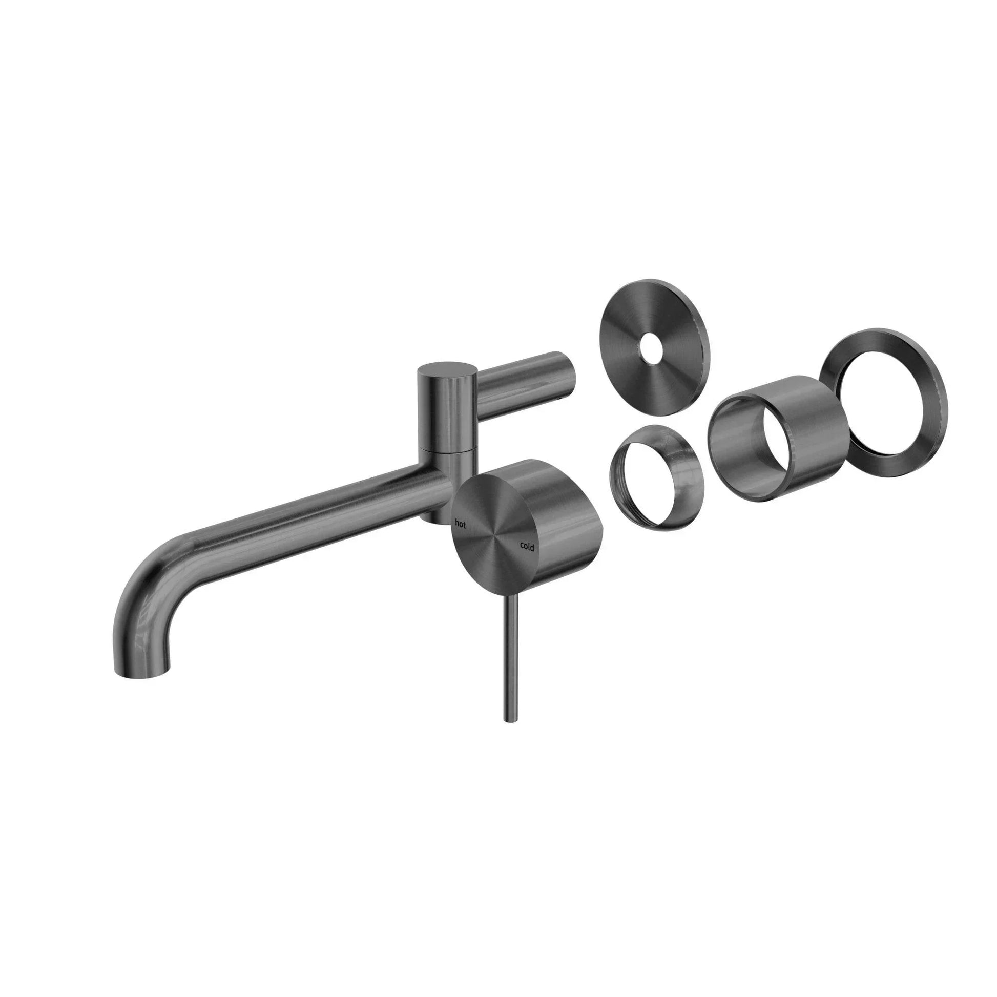 NERO MECCA WALL BASIN/BATH MIXER SWIVEL SPOUT 225MM TRIM KITS ONLY GUN METAL - Ideal Bathroom CentreNR221910RTGM