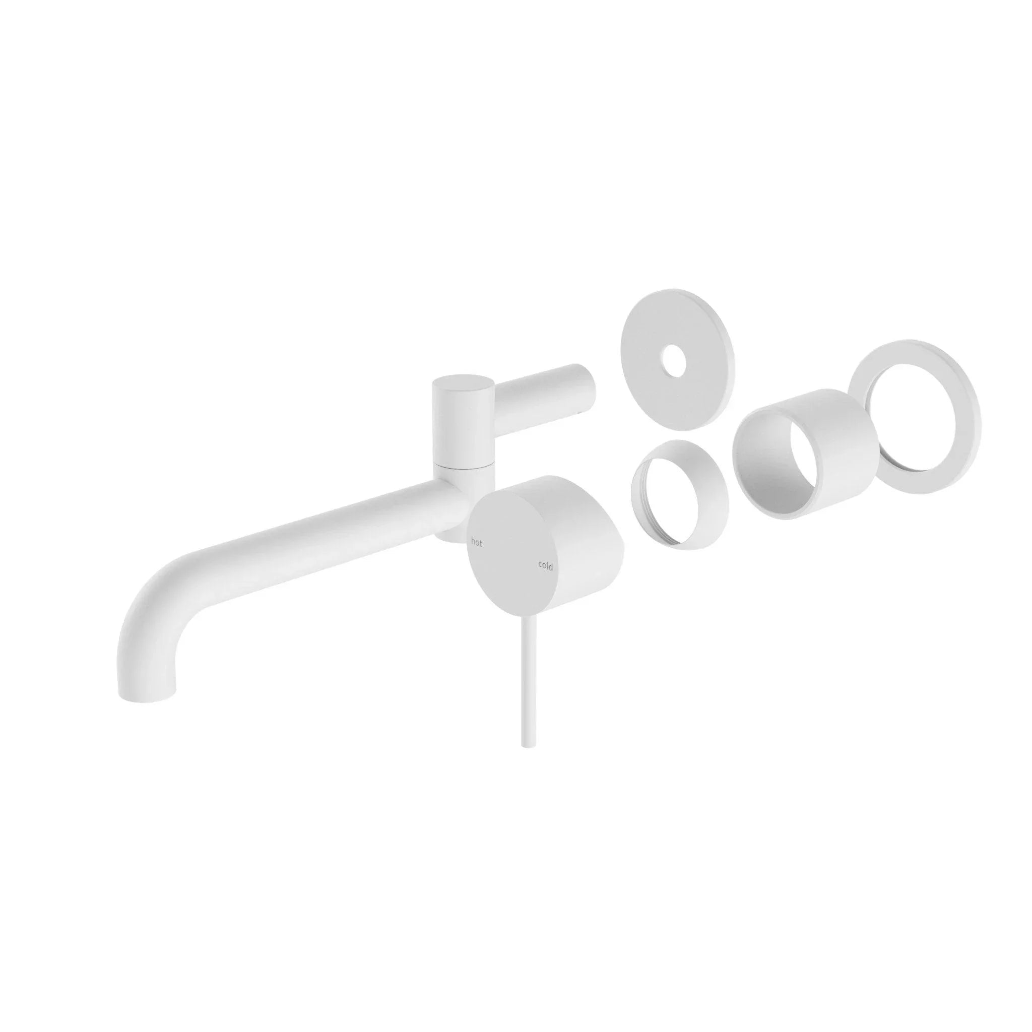 NERO MECCA WALL BASIN/BATH MIXER SWIVEL SPOUT 225MM TRIM KITS ONLY MATTE WHITE - Ideal Bathroom CentreNR221910RTMW