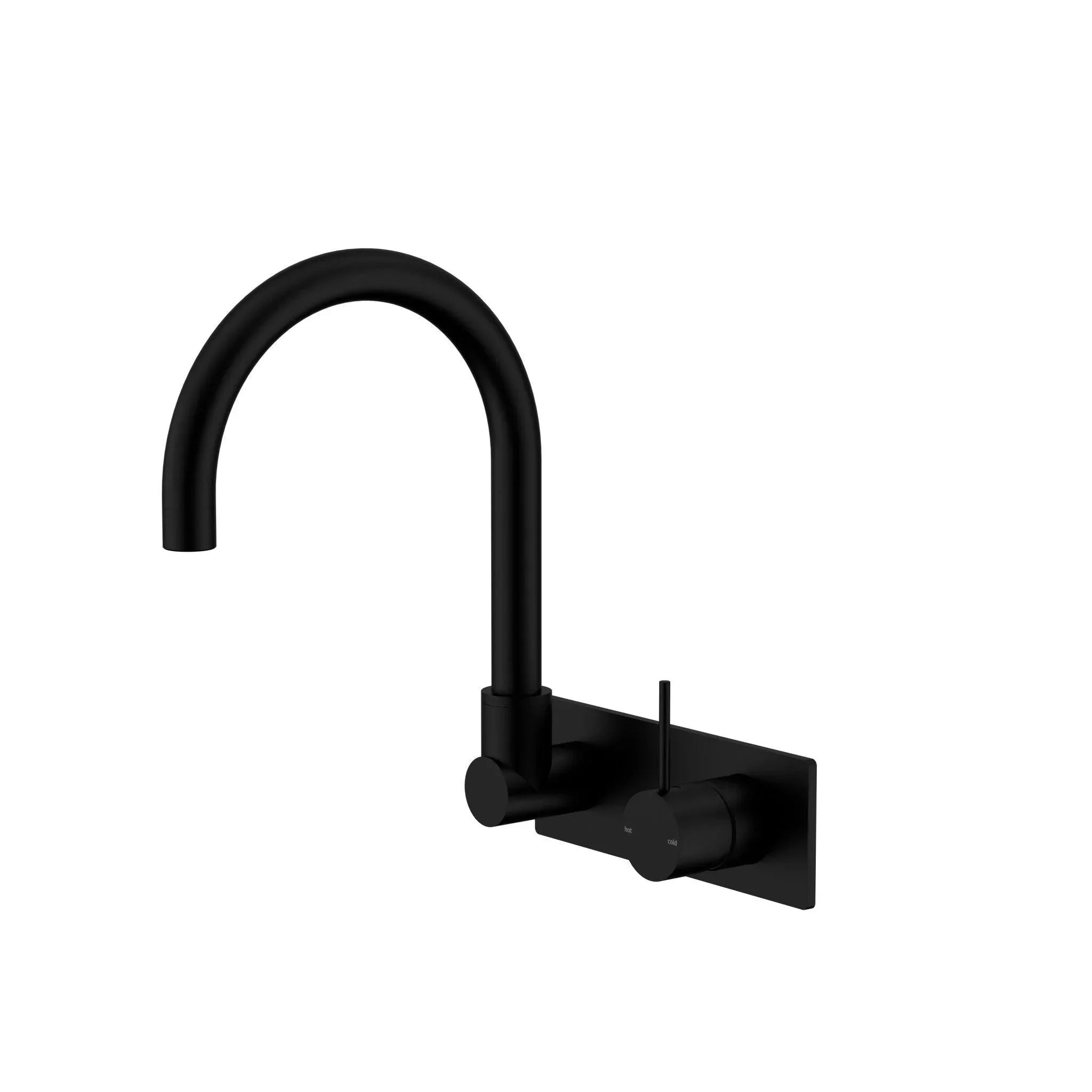 NERO MECCA WALL BASIN/BATH MIXER SWIVEL SPOUT HANDLE UP MATTE BLACK - Ideal Bathroom CentreNR221910PMB