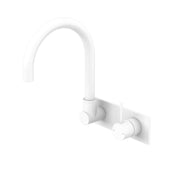 NERO MECCA WALL BASIN/BATH MIXER SWIVEL SPOUT HANDLE UP MATTE WHITE - Ideal Bathroom CentreNR221910PMW