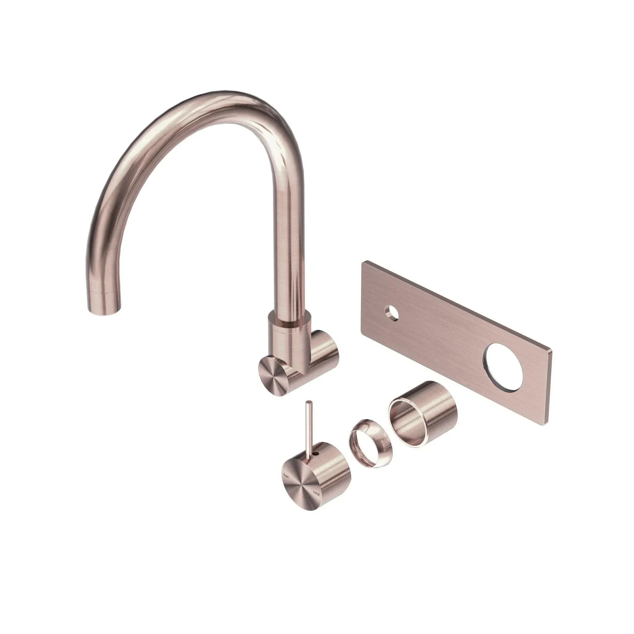 NERO MECCA WALL BASIN/BATH MIXER SWIVEL SPOUT HANDLE UP TRIM KITS ONLY BRUSHED BRONZE - Ideal Bathroom CentreNR221910PTBZ