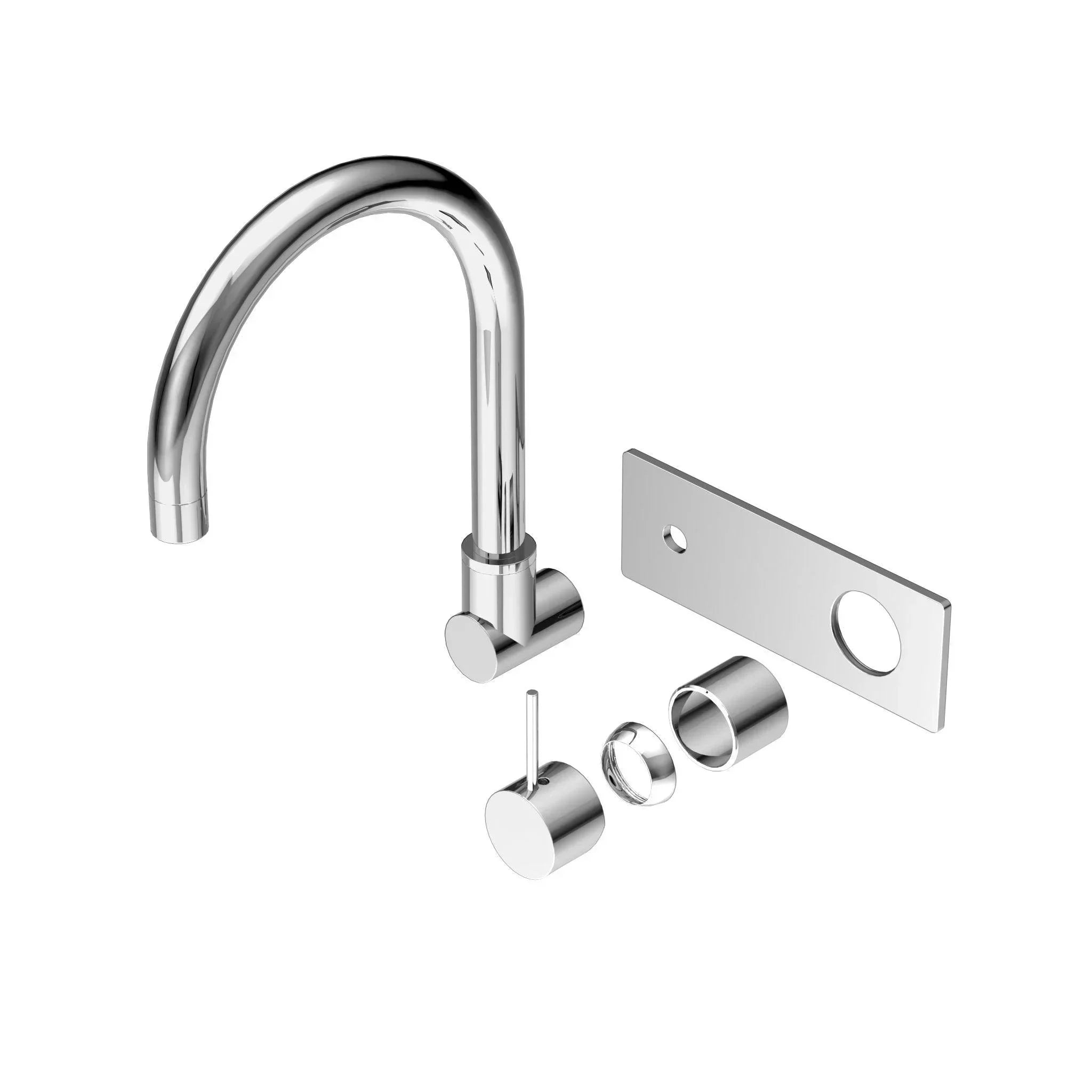 NERO MECCA WALL BASIN/BATH MIXER SWIVEL SPOUT HANDLE UP TRIM KITS ONLY CHROME - Ideal Bathroom CentreNR221910PTCH
