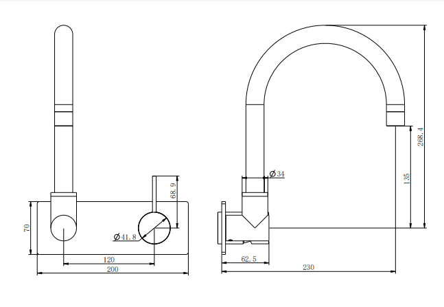 NERO MECCA WALL BASIN/BATH MIXER SWIVEL SPOUT HANDLE UP TRIM KITS ONLY MATTE BLACK - Ideal Bathroom CentreNR221910PTMB
