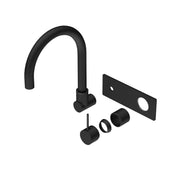 NERO MECCA WALL BASIN/BATH MIXER SWIVEL SPOUT HANDLE UP TRIM KITS ONLY MATTE BLACK - Ideal Bathroom CentreNR221910PTMB