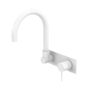 NERO MECCA WALL BASIN/BATH MIXER SWIVEL SPOUT MATTE WHITE - Ideal Bathroom CentreNR221910QMW