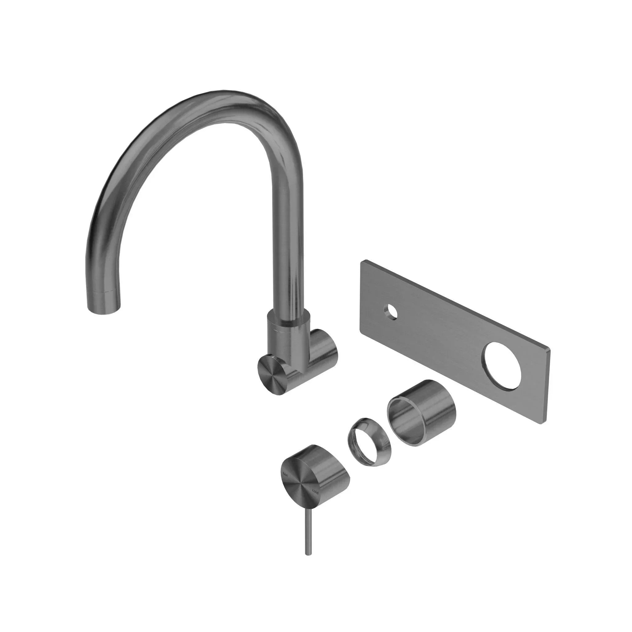 NERO MECCA WALL BASIN/BATH MIXER SWIVEL SPOUT TRIM KITS ONLY GUN METAL - Ideal Bathroom CentreNR221910QTGM