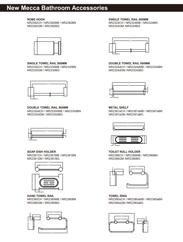 NERO NEW MECCA SINGLE TOWEL RAIL 600MM CHROME - Ideal Bathroom CentreNR2324CH