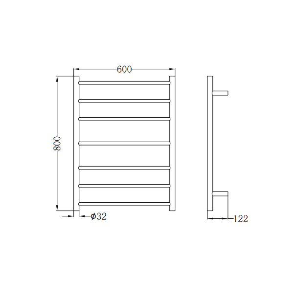 NERO NON-HEATED TOWEL LADDER GUN METAL - Ideal Bathroom CentreNR190001GM