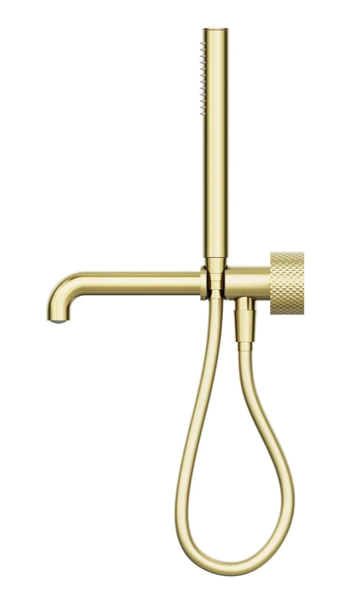 NERO OPAL PROGRESSIVE SHOWER SYSTEM SEPARATE PLATE WITH SPOUT 230MM BRUSHED GOLD - Ideal Bathroom CentreNR252003b230BG
